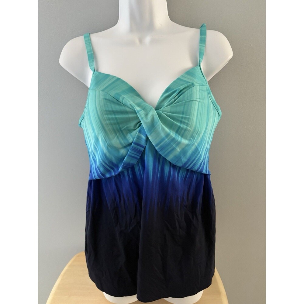 Miraclesuit Belle Trois Myrra Tankini TOP Sz 12 Twilight Blue Slimming 6522645